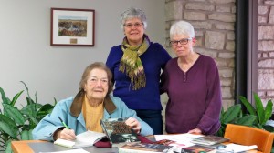 L to R: Mavis Fletcher, Connie Noble, and Joan Stickler.  Members not present: Lena Ferguson, Pat Neirnberger, Mary Stamey, and Vadeline Strohm.