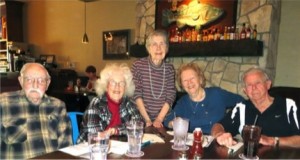 L to R: Lyle and Carol Dixon, Vadaline Strohm, and Marge and Richard McKittrick. Members not present: Marilyn Bunyan and Helen Whiteman.